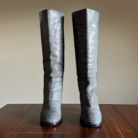 Almost NWT KUPURI - Black & Snakeskin Knee Boots - 39 EU / 9 US - Made in Spain - Picture 2 of 7